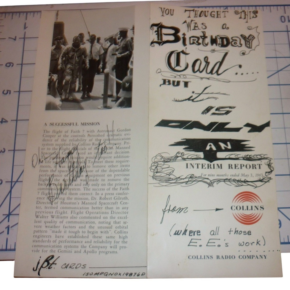 1963 Collins Radio NASA Interim Report Gordon Cooper Faith 7 Mercury Space
